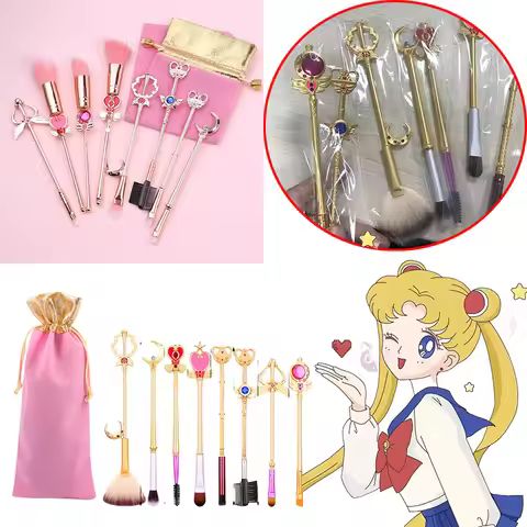 8pcs Sailor Moon Tsukino Usagi Starter Makeup Brush Anime Character Makeup Set Tool eye shadow Brush