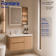 FONTERA LED MIRROR CABINET HONEYCOMB ALUMINIUM WALNUT NATURAL BATHROOM CABINET 80CM 90CM WATERPROOF