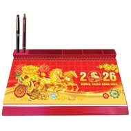XO Calendar CNY MYSTERIOUS 2026 GOLDEN HORSE / PLASTIC BASE DESK CALENDAR with 53 weeks, plastic bas