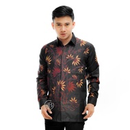 Kemeja Batik Pria Lengan Panjang Unggul Jaya Sidomukti Motif Bambu Hitam