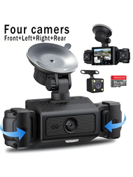 4 Channel 1080P Dash Cam With Night Vision, Adjustable Lens, Loop Recording, 24-Hour Parking Monitor