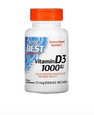 [ วิตามินดี 3 ] Doctor's Best, Vitamin D3 [1,000 - 5,000 IU] x 180 ซอฟเจล (Softgels)