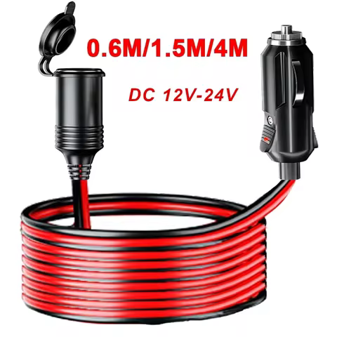12V 24V 20A Car Cigarette Lighter Extension Cord 0.6M/1.5M/4M Wire Car Splitter Charger Cable Female