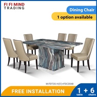 Gisele Marble Dining Set/ Marble Dining Table/ Meja Makan 6 Kerusi/ Meja Makan Marble/ Meja Makan Set