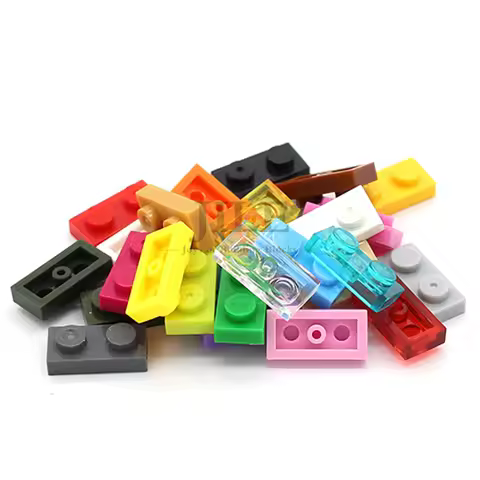 200pcs MOC 24 Color DIY Building Blocks Thin Figures Bricks Plate 1x2 Educational Creative Compatibl