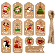 Merry Christmas Kraft Paper Tags DIY Handmade Gift Wrapping Paper Labels Santa Claus Hang Tag Orname