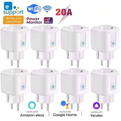 1~8pcs Ewelink Smart Socket EU16A/20A Wifi Smart Plug With Power Monitoring eWelink APP Remote Contr