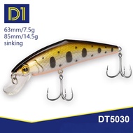 D1 Fishing Trout Lures Sinking Minnow Baits Artificial Hard Wobblers 63mm 85mm For Perch Trout 2020 