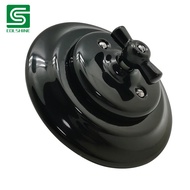 Soket Suis Seramik Hitam Gaya Vintage, Sesuai untuk Hiasan Rumah, Hotel dan Gaya Vintaj