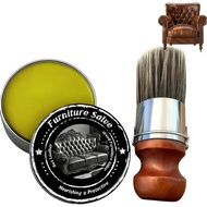 SakerPlus Furniture Salve & Brush, 8oz Leather and Wood Furniture Salve with Brush for Home, Sofa, C