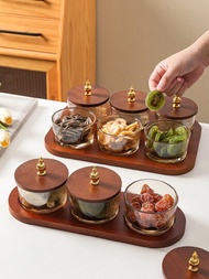 新款玻璃客廳水果托盤,創意日式風格木質干果盤,適用於家用茶几