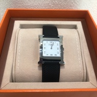 Hermes Heure H 25mm 黑銀Epsom 手錶