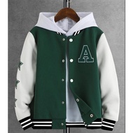 Unisex CHILDREN'S Varsity Baseball Jacket (1th-18th) INITIAL A STAR LOGO (SCREEN PRINTING) (CAN CUST