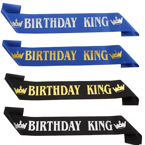 Black Gold Birthday King Sash for Men Boy Happy 16th 18th 20th 30th 40th 50th 60th Birthday Party De