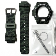 G-SHOCK DW-6900 Bezel and Strap Set, Green Camouflage/White Camo Band, Bezel and Strap, Green Camo