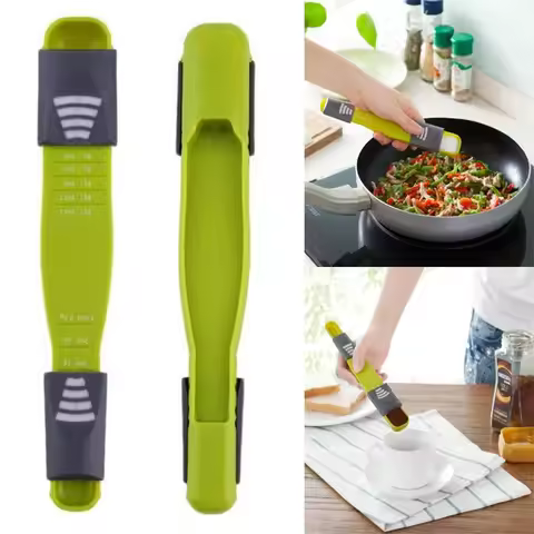 2PCS Measuring Spoon Set Adjustable Baking Measuring Spoon with Scale Reusable Plastic Kitchen Multi