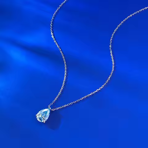 TY Certified 1CT 2CT Pear Cut D VVS1 Moissanite Necklace for Women 18k Gold Plated Jewelry 100% Ster