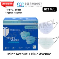 MEDICOS Regular Fit Size M/L 175 HydroCharge™ 4ply Surgical Face Mask (Avenue Duo)  50'S - LIMITED EDITION