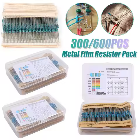 300/600pcs Metal Film Resistor Pack Assorted Kit 30 Kinds Metal Film Resistance Assortment Kit 10R-1