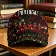 Portugal National Team Collage Cap Red Jersey Player Montage with "Pride Passion Portugal" Text - Sq