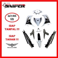 [FULL TANAM ] SNIPER COVERSET LC LC135 V2 EXCITER RC 01 GREY WHITE / KELABU PUTIH RC 01