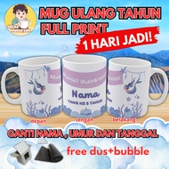 UNGU Happy BIRTHDAY / PRINTING CUSTOM HAPPY BIRTHDAY MUG / BIRTHDAY GLASS SOUVENIR / BIRTHDAY GIFT P