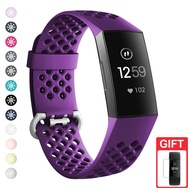 Silicone Strap for Fitbit Charge 3/4 Watchband Breathable Replacement Bracelet Accessories for Fit bit Charge 4 3