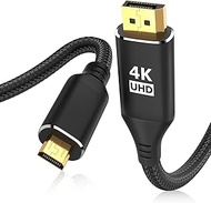 4K DisplayPort to Micro HDMI Cable 3FT, DP to Micro HDMI 1440P/2K@120Hz,4K@30 Nylon Uni-Directional 