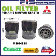 FIS Oil Filter Mitsubishi ME014838 LF3524 26320-41402 O-7315 Penapis Minyak Hitam Kereta