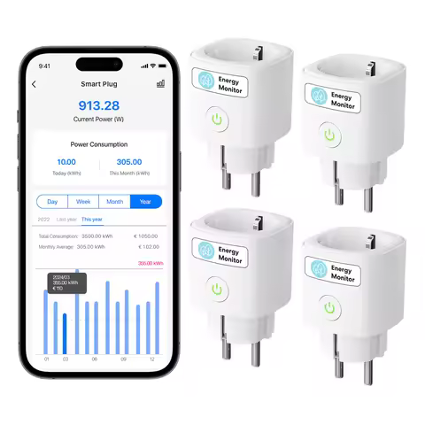 Meross Matter Smart Wi-Fi EU Plug with Energy Monitor Function Work with Apple Homekit Google Home S