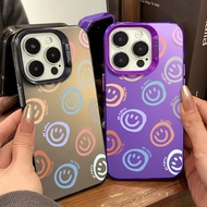 Colorful Twisted Smiling Face Phone Case Compatible for IPhone 11 12 13 14 15 Pro Max X XR XS MAX 7/8 Plus Se2020 Independent Mirror Frame Protective Shell