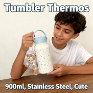 Tumbler Tahan Sejuk Thermos Flask 900ml Mug Tumbler Handheld Girl Stainless Steel Tumbler Vacuum Cut