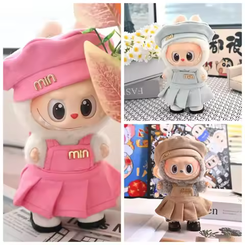 For Labubu Clothes Fashion Overalls Pleated Skirt Set Labubu Idol V1 V2 V3 Dolls Clothing