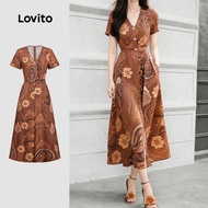 Lovito Boho Dress Structure Line Resort Style Spring/summer Dress for Women L184ED888 Lovito Gaun Bo