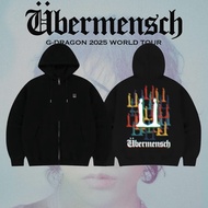 G-DRAGON 2025 WORLD TOUR Übermensch Merch Zip-up Hoodie Men's and Women's Vintage Fashion Loose Prin