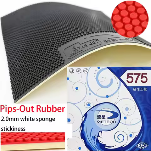 METEOR 575/845 Pips-Out Table Tennis Rubber Sheet Sticky Short Pips with 2mm White Sponge Ping Pong 
