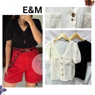 Em Vneck Blouse | Korean Blouse Button Front -DYU