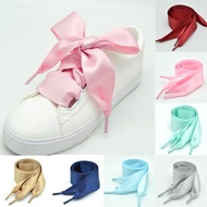 90cm Flat Silk Shoe Laces Wide Satin Silk Ribbon Shoelaces Sneaker Shoe Strings
