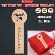 34 Thank You Stamps - Hand Made With Love Thank You Sticker Sealing Luxurious Vintage Kraft Paper, S