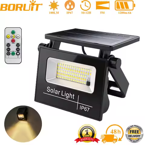 BORUiT Foldable Portable Solar Floodlight LED Sensor Solar Wall Lamp IP67 Waterproof White/Warm Ligh