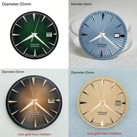 35mm NH35 S Logo Dial Rose Gold Brown Radial Pattern PRESAGE Dial for NH35 Movement 40mm Silver PRES