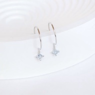 藍托帕石925純銀方塊耳勾式耳環