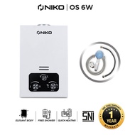 Niko Water Heater Gas / Pemanas Air Panas Kamar Mandi - OS6 - BONUS Kepala Shower dan Selang Shower