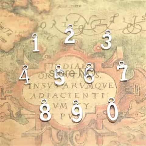 30pcs Number 0~9 Charms Antiqued Silver Tone Number 0 1 2 3 4 5 6 7 8 9 Charm Arabic Numerals Pendan