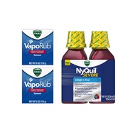 Cough, Cold, and Flu Bundle - Vicks VapoRub Cough Suppressant 6 oz (pack of 2) and Vicks Nyquil SEVE