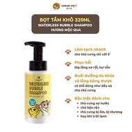 Bọt tắm khô dưỡng lông cho chó mèo Waterless Bubble Shampoo an toàn cho thú cưng 320ml - Hana Pet V