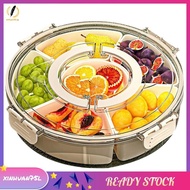 [xinhuan75l.] Round, Rotatable, Six-Compartment Refrigerator Storage Box, Picnic Fruit Storage Box, 