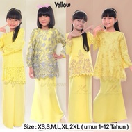 🔥(KIDS 1-12 TAHUN) TEMA SEDONDON BAJU KURUNG SOFT YELLOW RAYA 2025 | BAJU KURUNG BUDAK MODEN RIAU KE