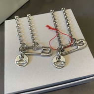 Empress Dowager West Large Pin Necklace Paper Clip Chain Pendant Men Women Same Style Thick Necklace