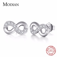 Modian Thương Hiệu thời trang mới 100% Rắn 925 Sterling Silver Mobius khuyên nụ khối Zirconia sang t